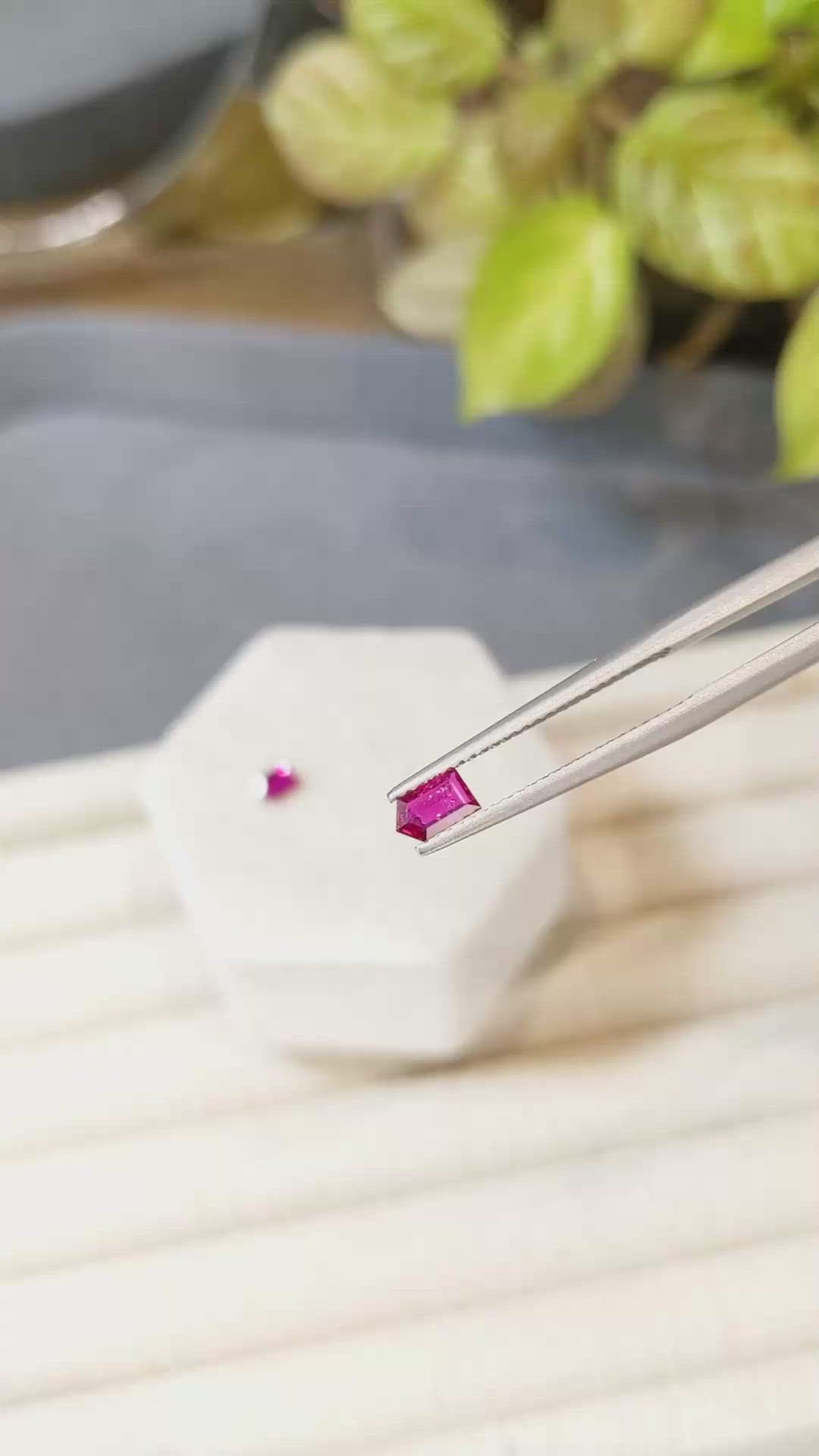 0.80 Ct.Tw.Total Carat Weight Pinkish Red Ruby Pair from Mozambique Size Video
