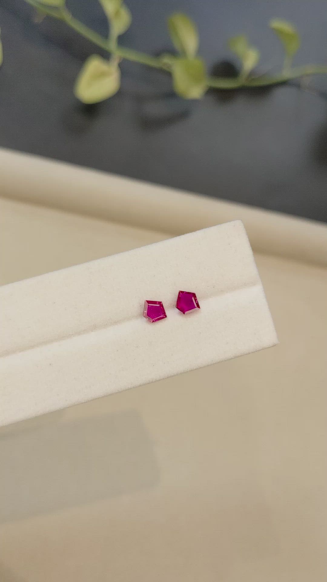 0.76 Ct.Tw.Total Carat Weight Pinkish Red Ruby Pair from Mozambique Size Video