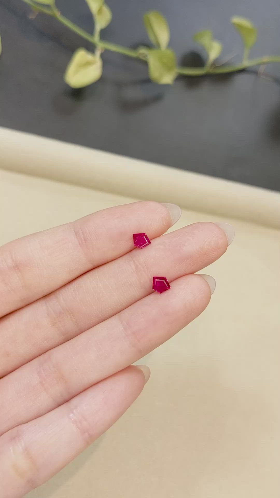 0.76 Ct.Tw.Total Carat Weight Pinkish Red Ruby Pair from Mozambique Size Video