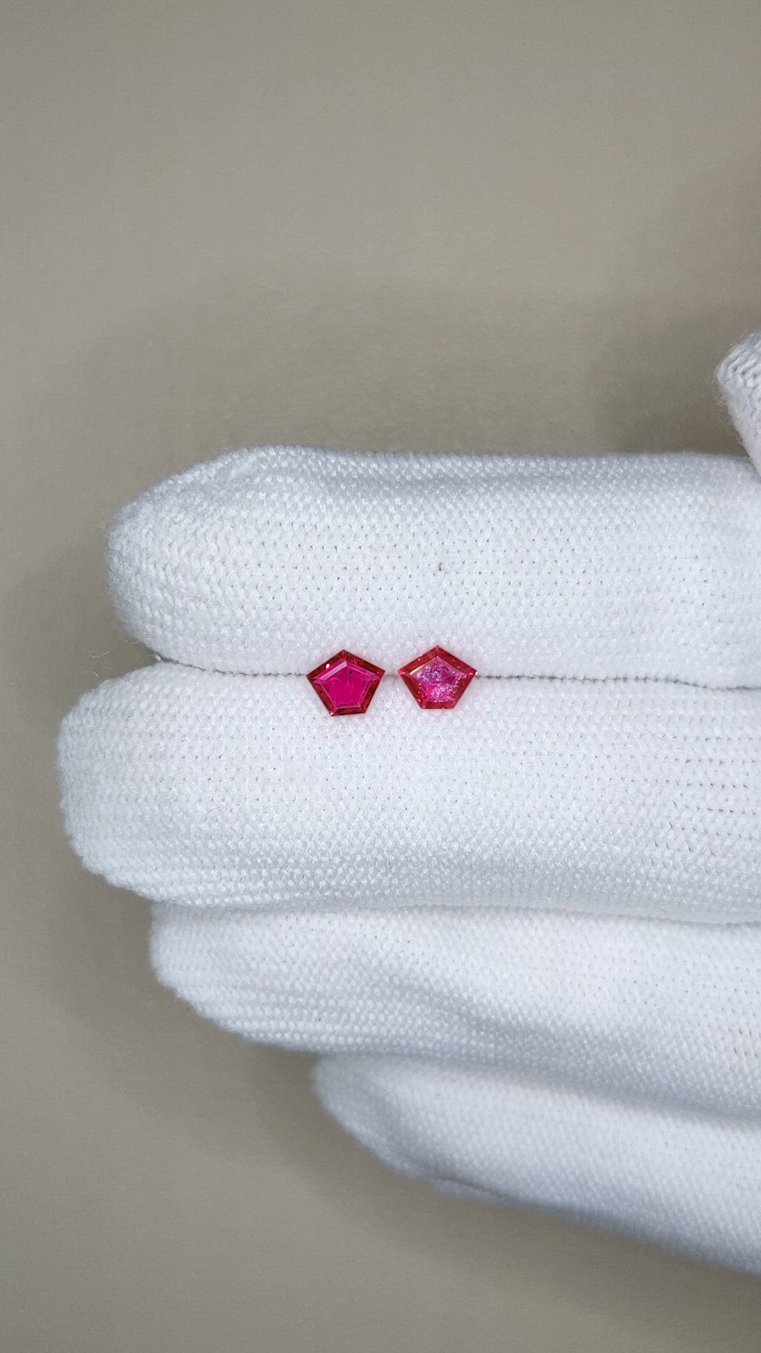 0.76 Ct.Tw.Total Carat Weight Pinkish Red Ruby Pair from Mozambique Size Video