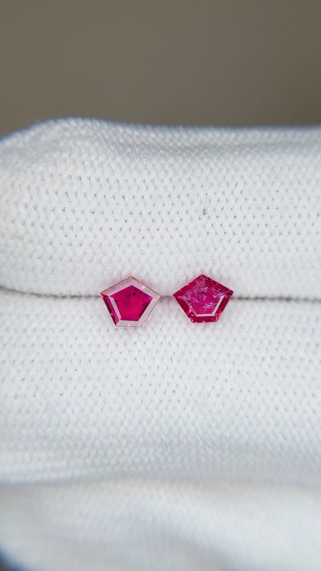 0.76 Ct.Tw.Total Carat Weight Pinkish Red Ruby Pair from Mozambique Size Video