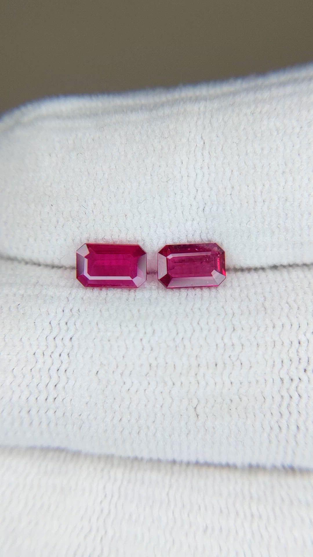 1.03 Ct.Tw.Total Carat Weight Purplish Red Ruby Pair from Mozambique Size Video