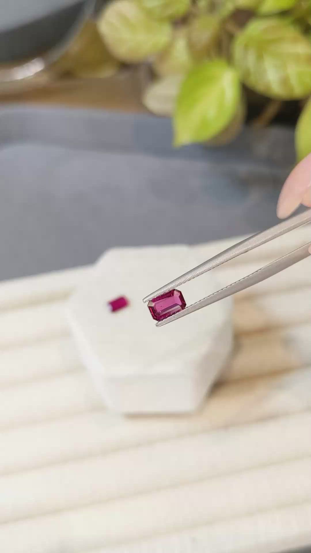 1.03 Ct.Tw.Total Carat Weight Purplish Red Ruby Pair from Mozambique Size Video