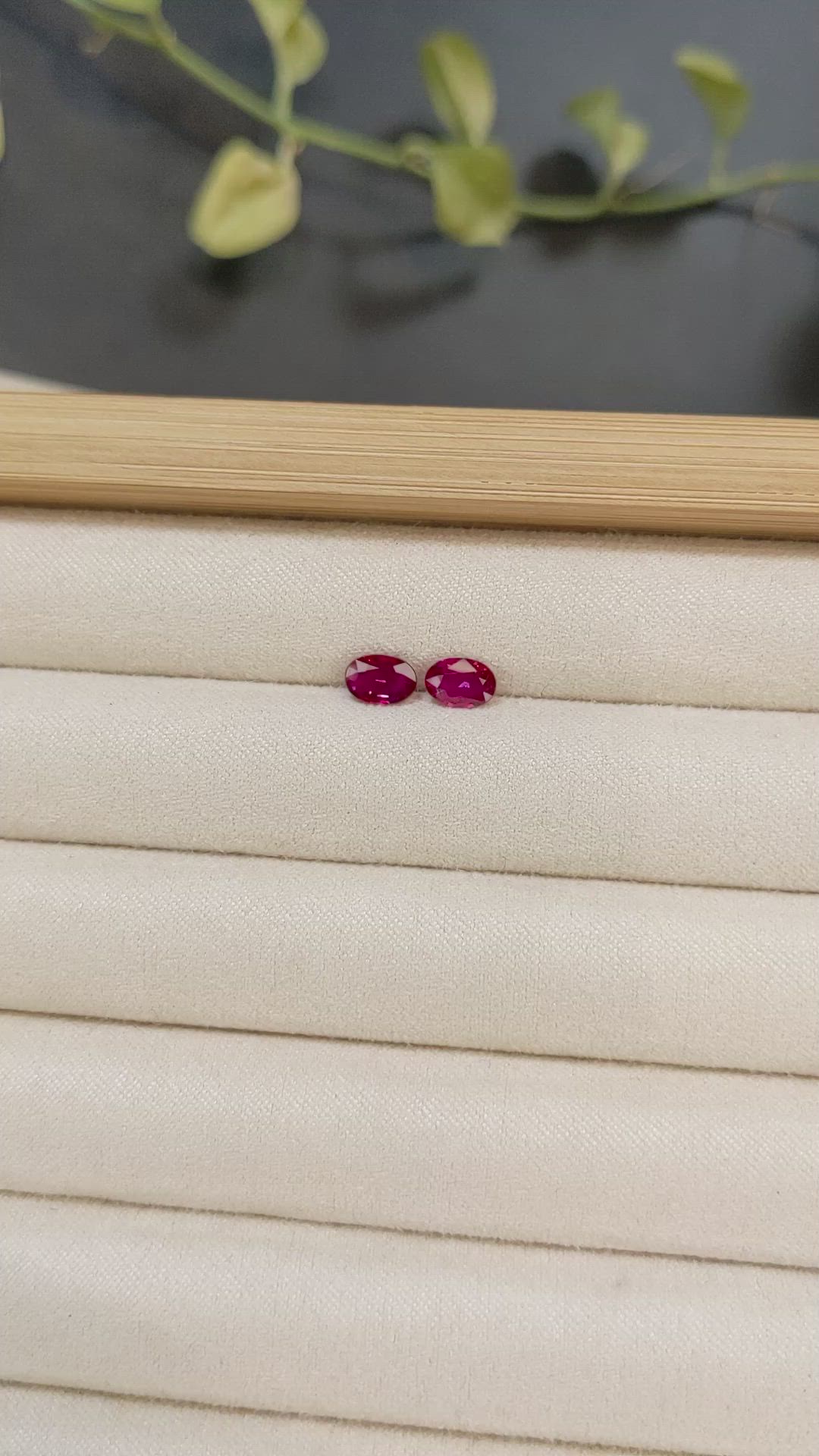 1.22 Ct.Tw.Total Carat Weight Purplish Red Ruby Pair from Mozambique Size Video
