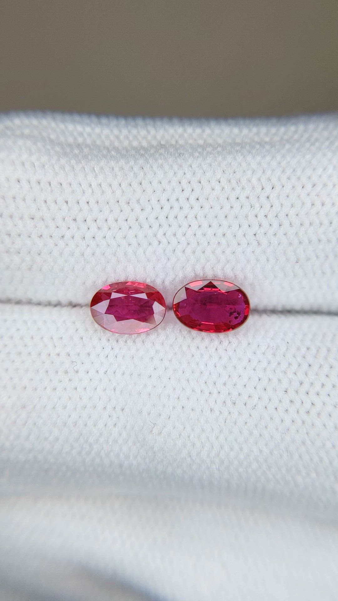 1.22 Ct.Tw.Total Carat Weight Purplish Red Ruby Pair from Mozambique Size Video