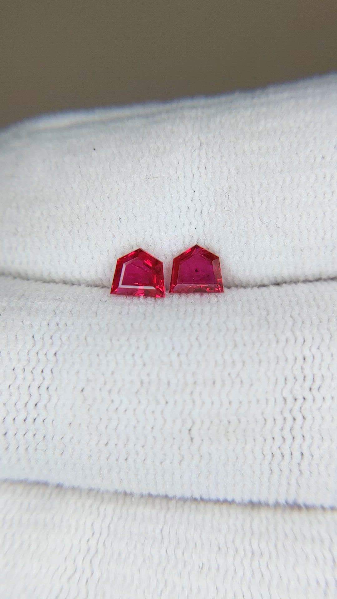 0.85 Ct.Tw.Total Carat Weight Ruby Pair from Mozambique Size Video