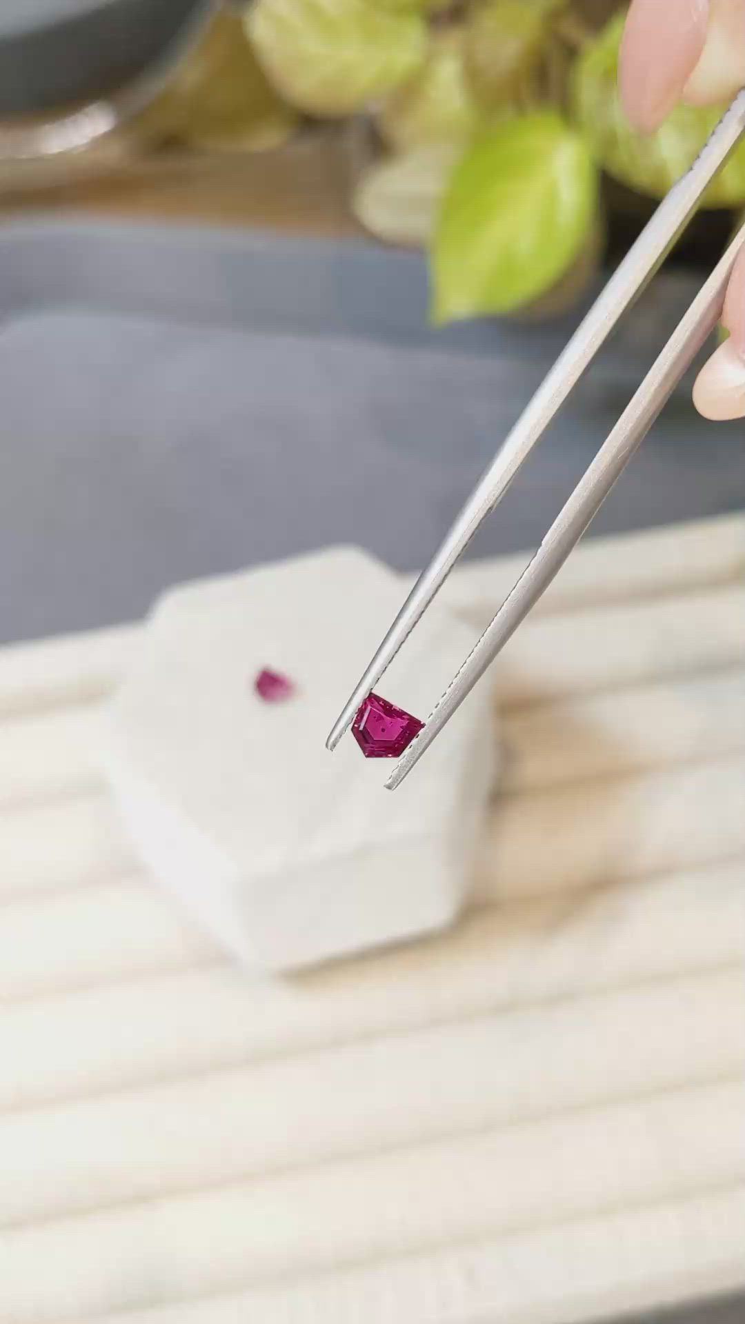 0.85 Ct.Tw.Total Carat Weight Ruby Pair from Mozambique Size Video
