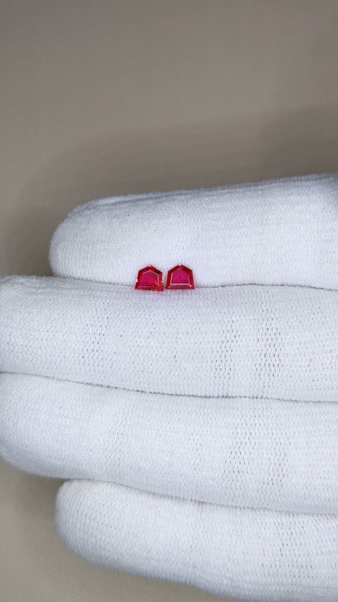 0.85 Ct.Tw.Total Carat Weight Ruby Pair from Mozambique Size Video