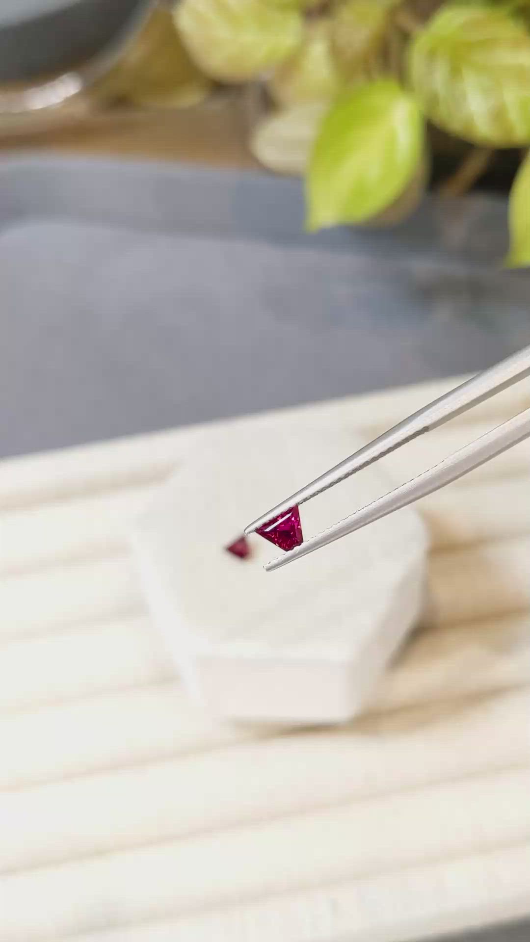 0.73&nbsp;Ct.Tw.Total Carat Weight Pinkish Red Ruby Pair from Mozambique Size Video