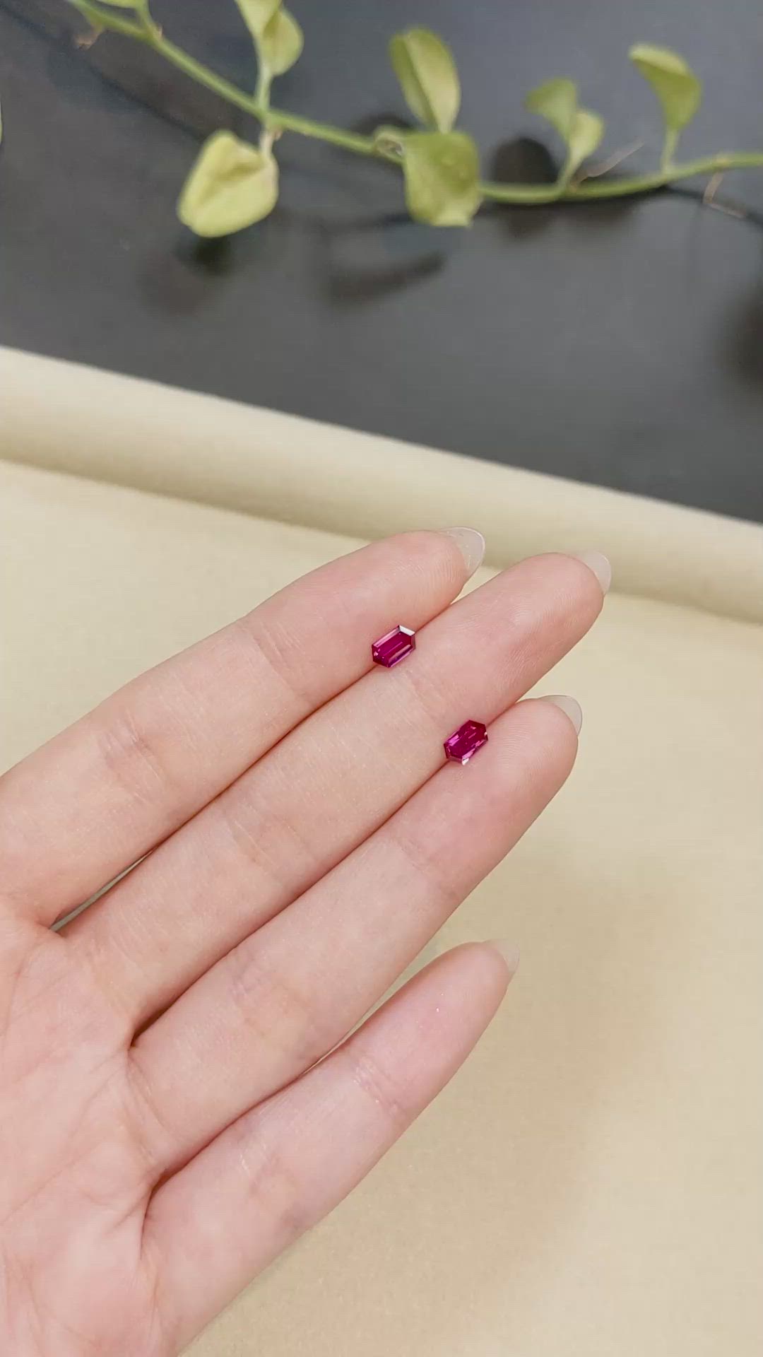 0.88 Ct.Tw.Total Carat Weight Pinkish Red Ruby Pair from Mozambique Size Video