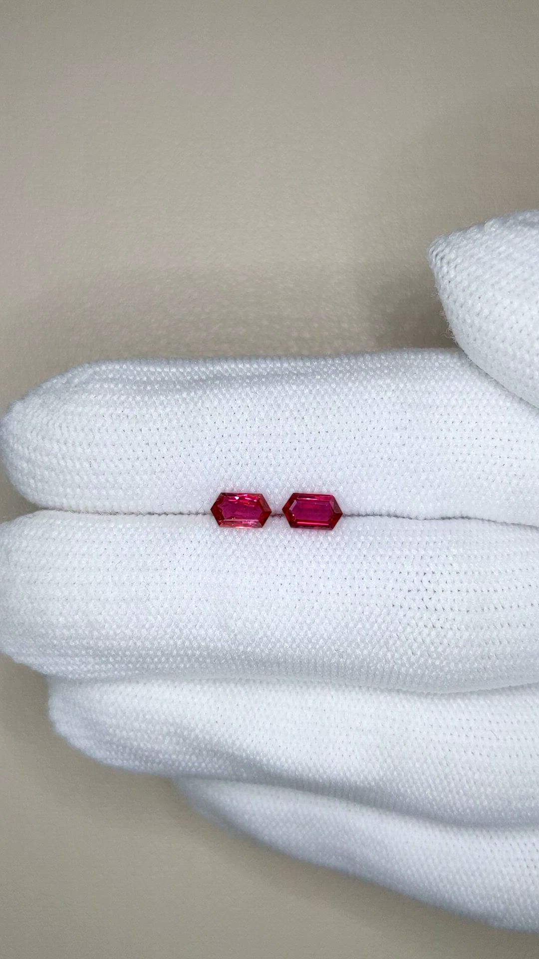 0.88 Ct.Tw.Total Carat Weight Pinkish Red Ruby Pair from Mozambique Size Video