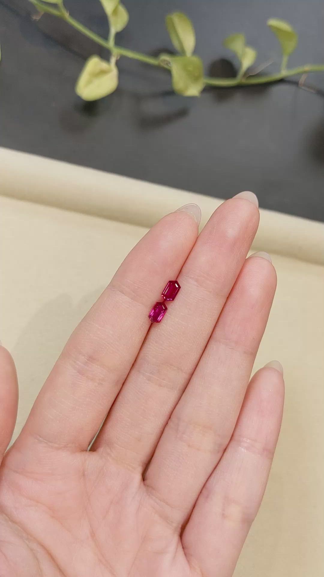 0.88 Ct.Tw.Total Carat Weight Pinkish Red Ruby Pair from Mozambique Size Video