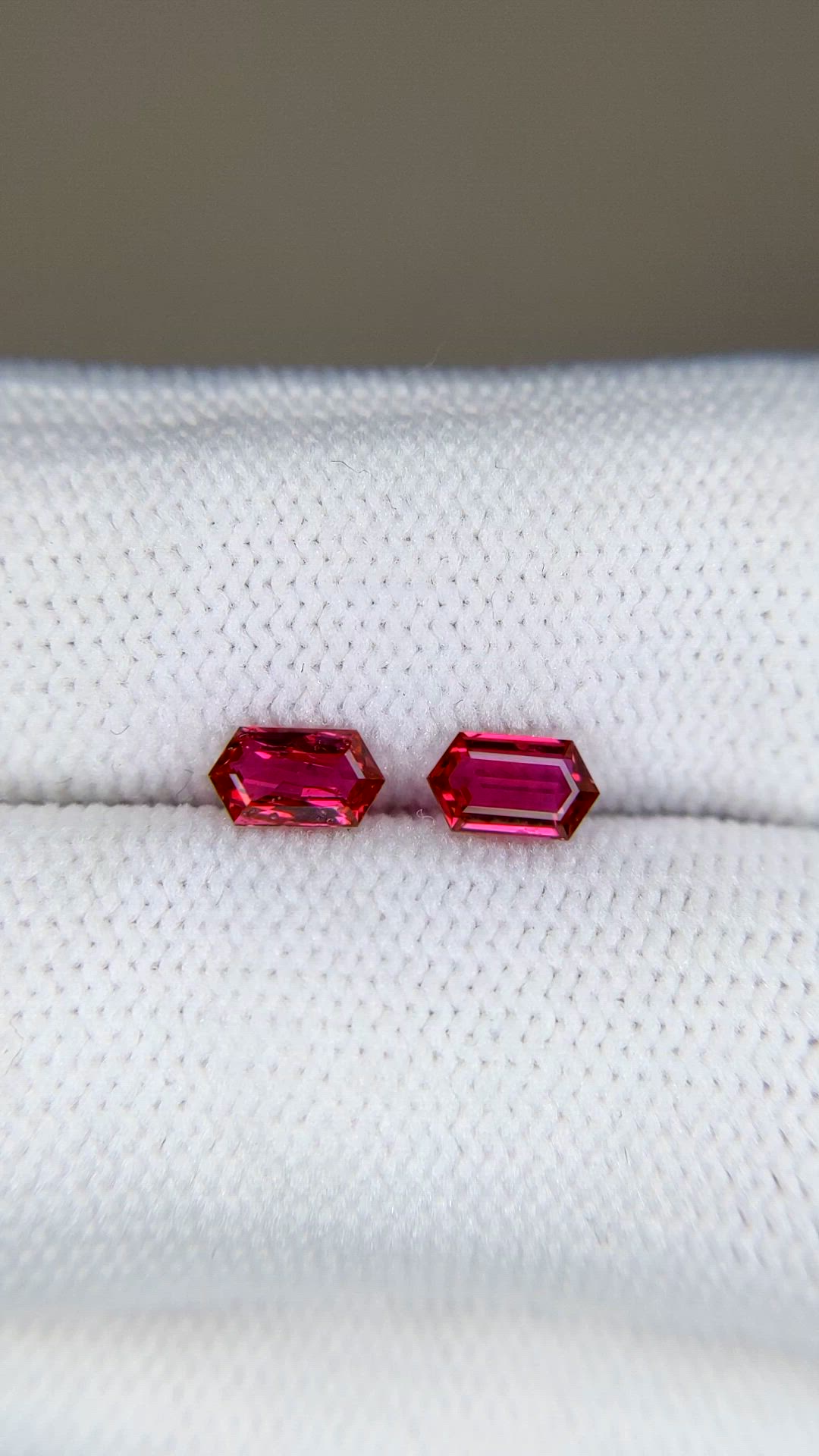 0.88 Ct.Tw.Total Carat Weight Pinkish Red Ruby Pair from Mozambique Size Video