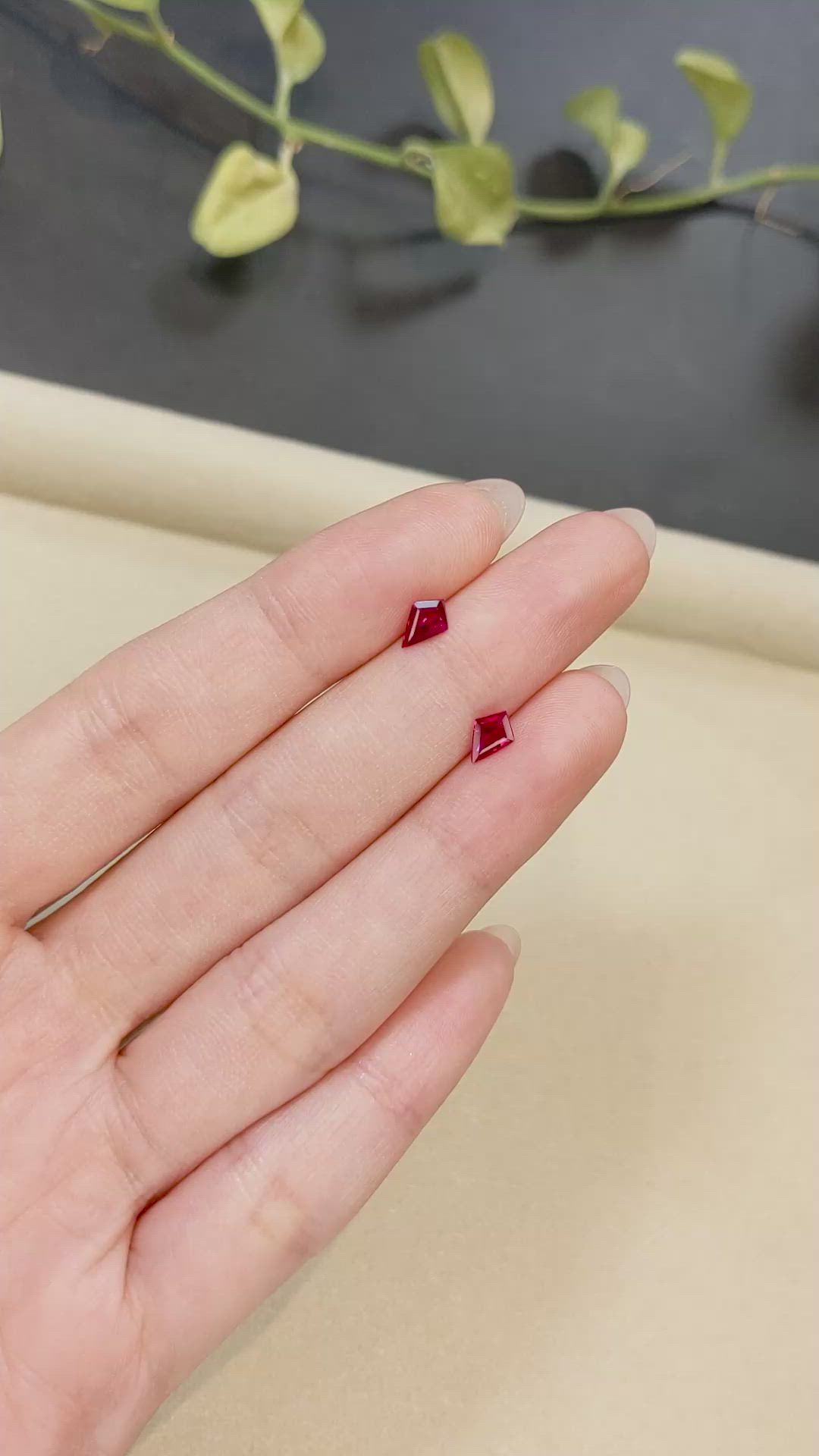 0.82&nbsp;Ct.Tw.Total Carat Weight Pinkish Red Ruby Pair from Mozambique Size Video