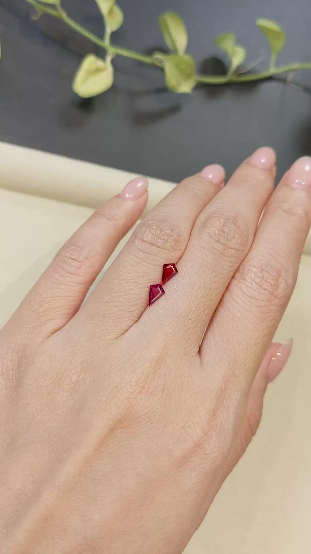 0.74 Ct.Tw.Total Carat Weight Ruby Pair from Mozambique Size Video