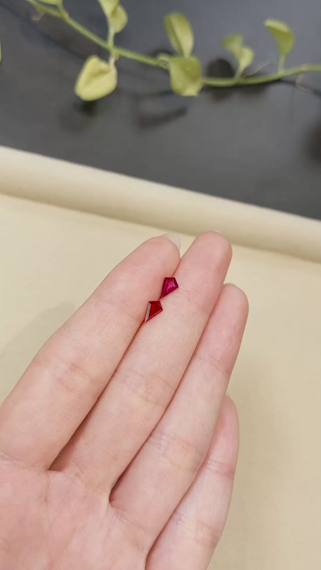 0.74 Ct.Tw.Total Carat Weight Ruby Pair from Mozambique Size Video