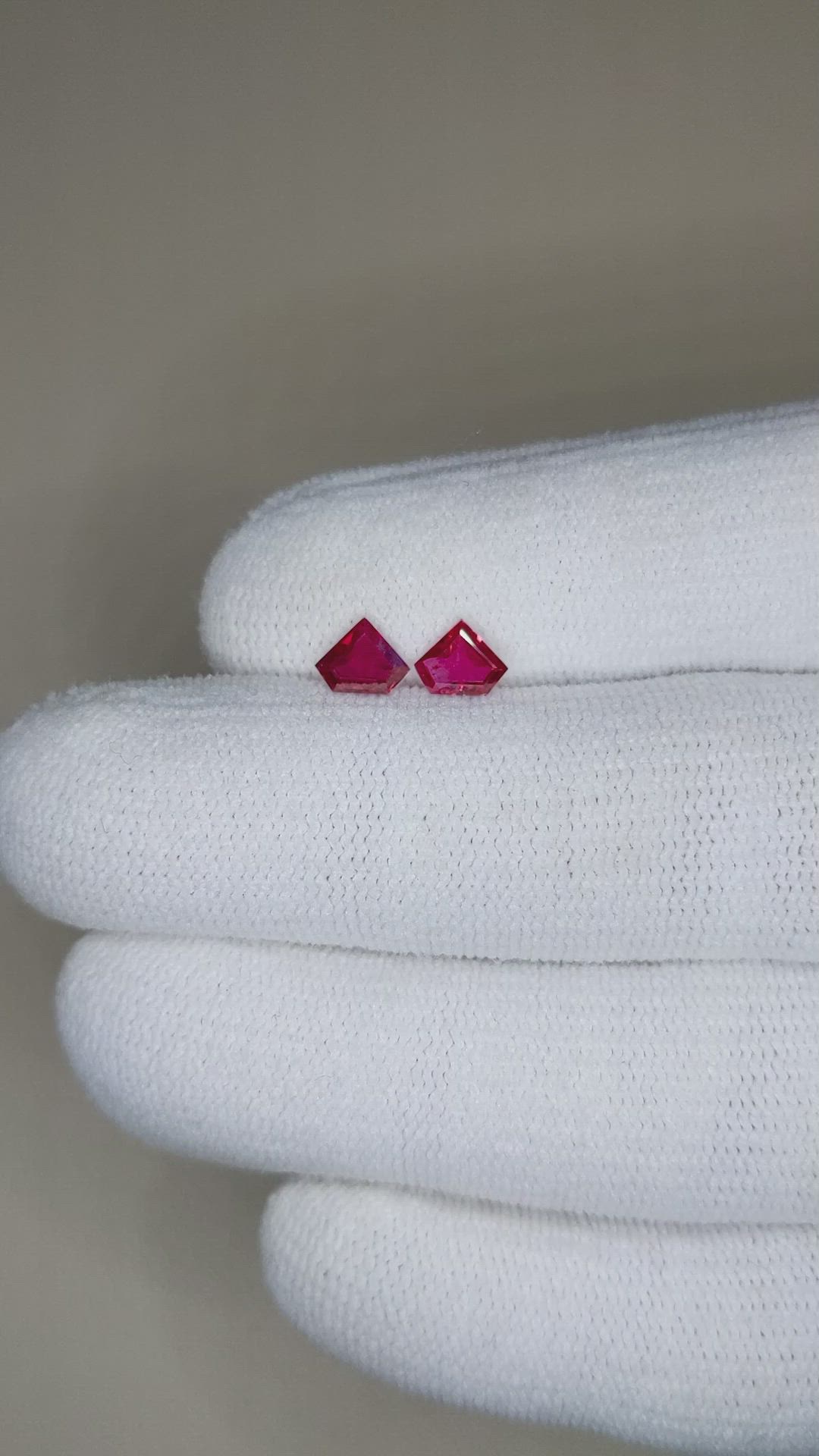 0.88 Ct.Tw.Total Carat Weight Pinkish Red Ruby Pair from Mozambique Size Video