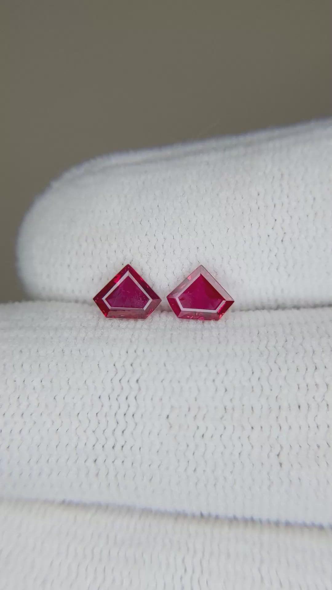 0.88 Ct.Tw.Total Carat Weight Pinkish Red Ruby Pair from Mozambique Size Video