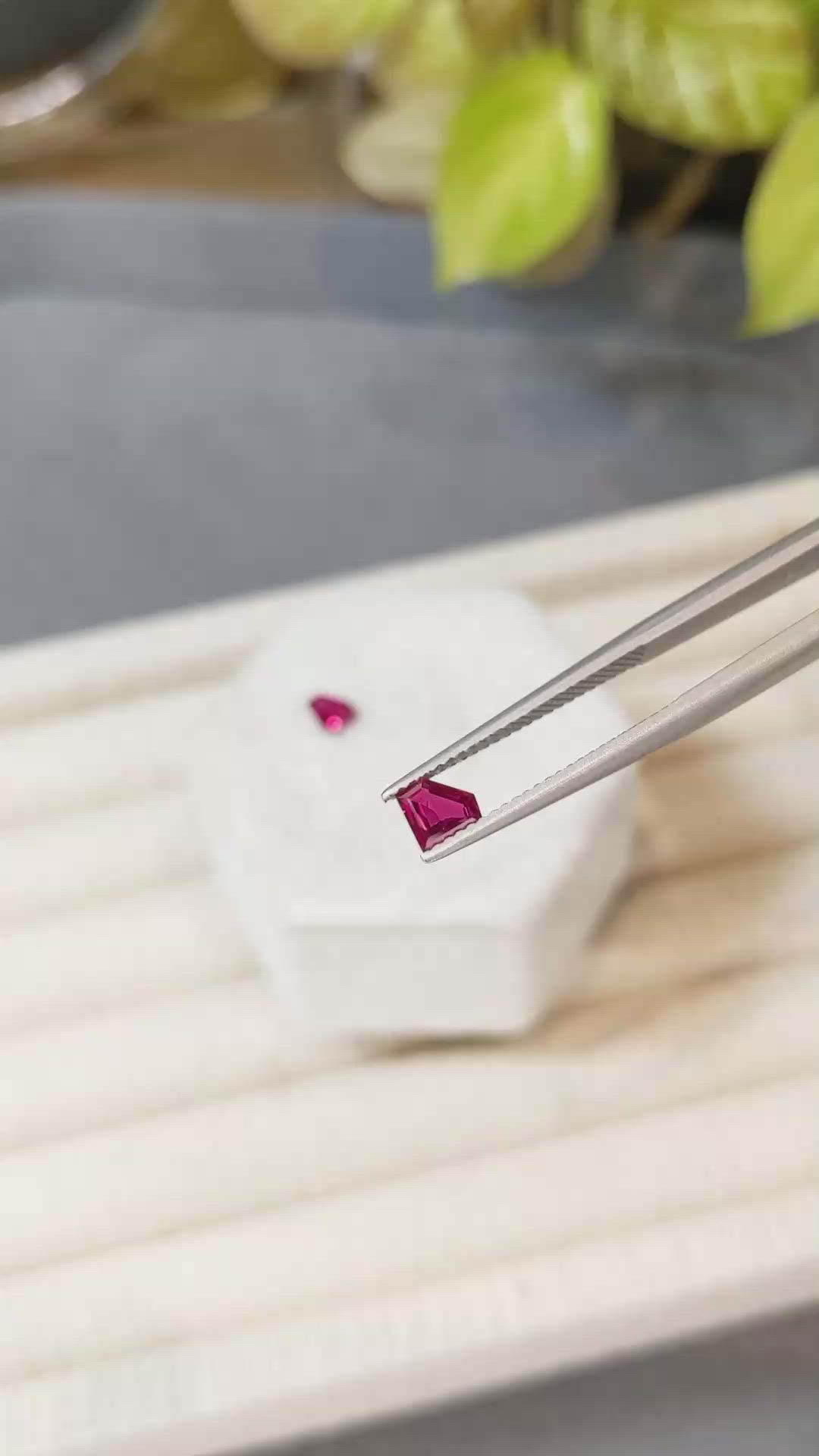 0.88 Ct.Tw.Total Carat Weight Pinkish Red Ruby Pair from Mozambique Size Video