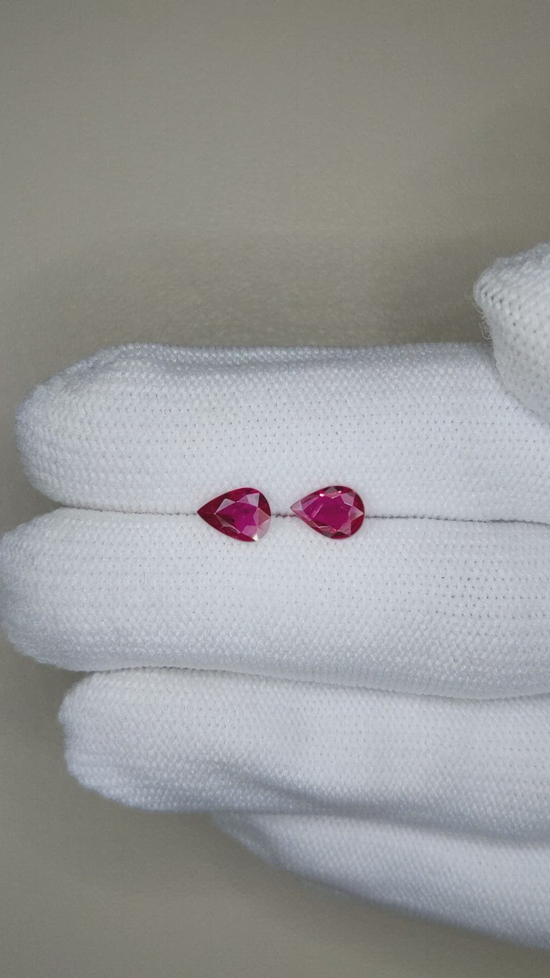 1.15 Ct.Tw.Total Carat Weight Pinkish Red Ruby Pair from Mozambique Size Video
