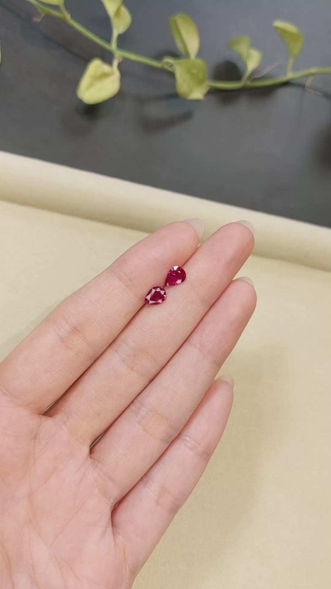 1.22 Ct.Tw.Total Carat Weight Ruby Pair from Mozambique Size Video
