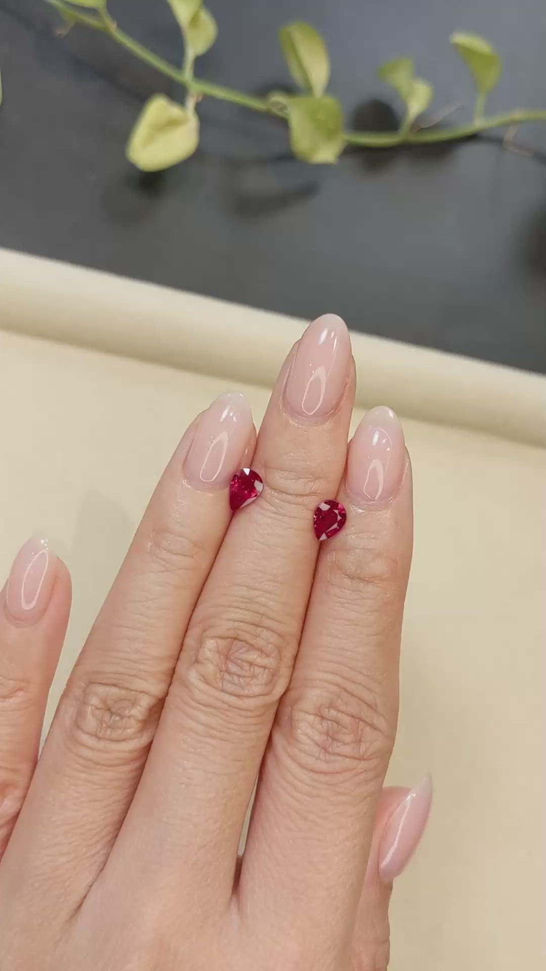 1.22 Ct.Tw.Total Carat Weight Ruby Pair from Mozambique Size Video