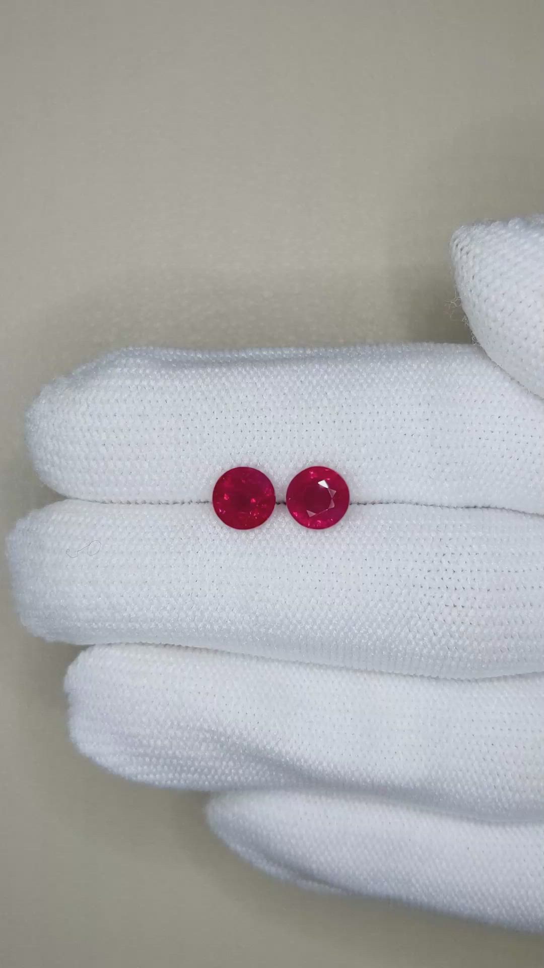 2.76&nbsp;Ct.Tw.Total Carat Weight Purplish Red Ruby Pair from Mozambique Size Video