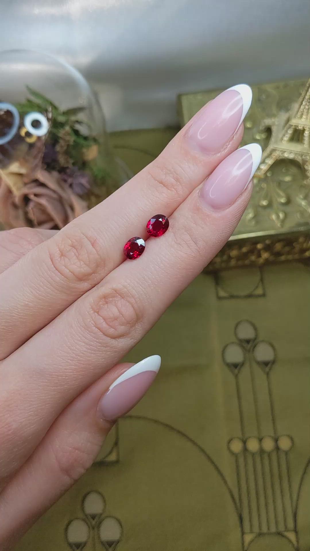 2.20 Ct.Tw.Total Carat Weight Ruby Pair from Mozambique Size Video