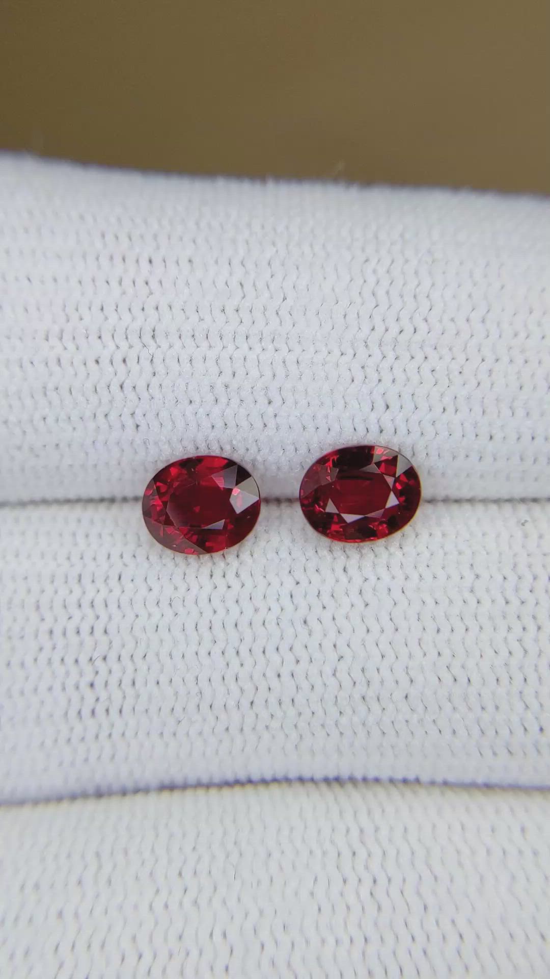 2.20 Ct.Tw.Total Carat Weight Ruby Pair from Mozambique Size Video