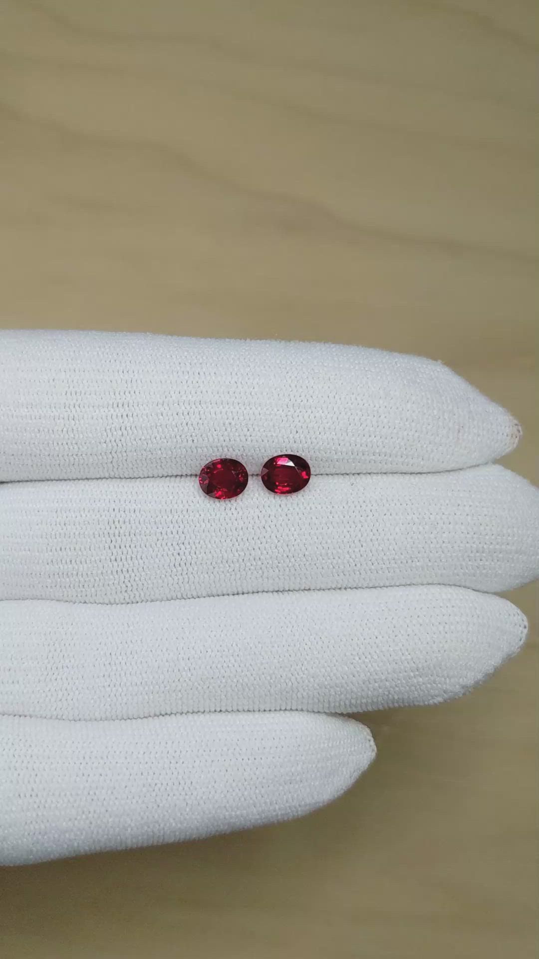 2.20 Ct.Tw.Total Carat Weight Ruby Pair from Mozambique Size Video