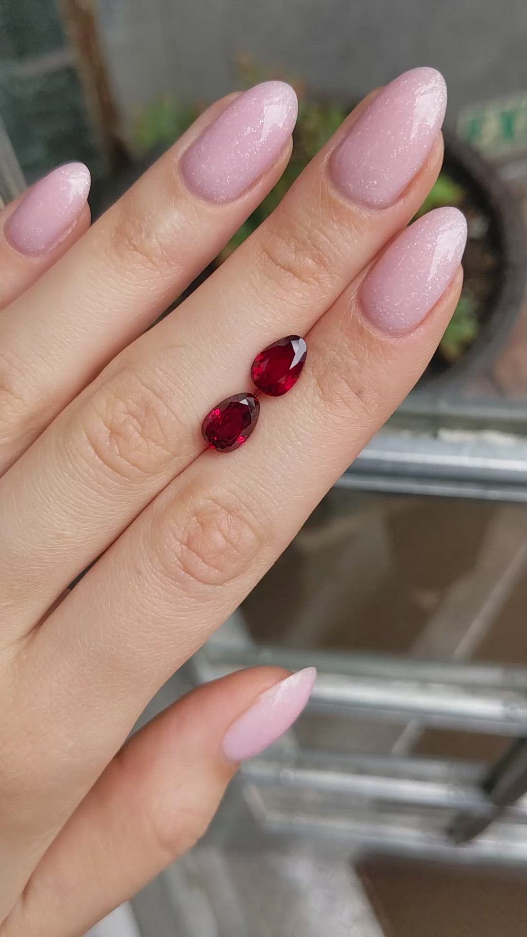 5.55 Ct.Tw.Total Carat Weight Ruby Pair from Mozambique Size Video