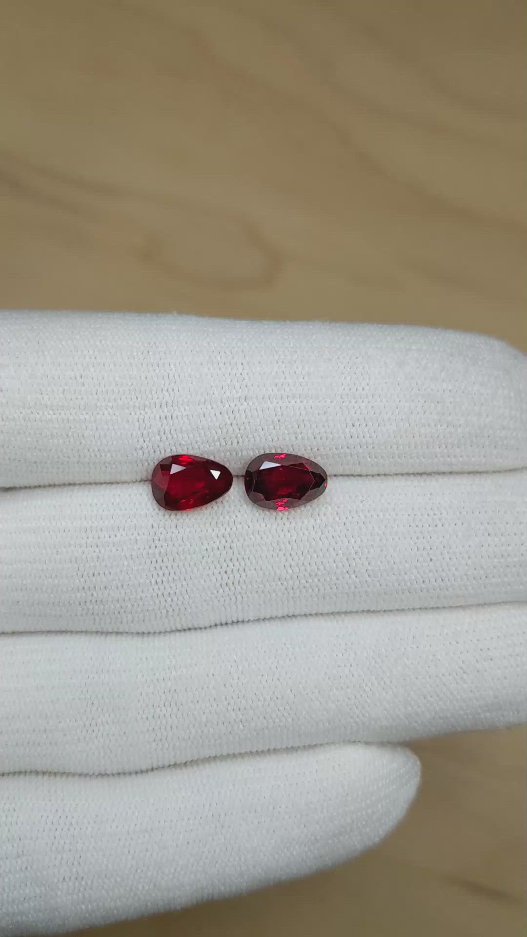 5.55 Ct.Tw.Total Carat Weight Ruby Pair from Mozambique Size Video