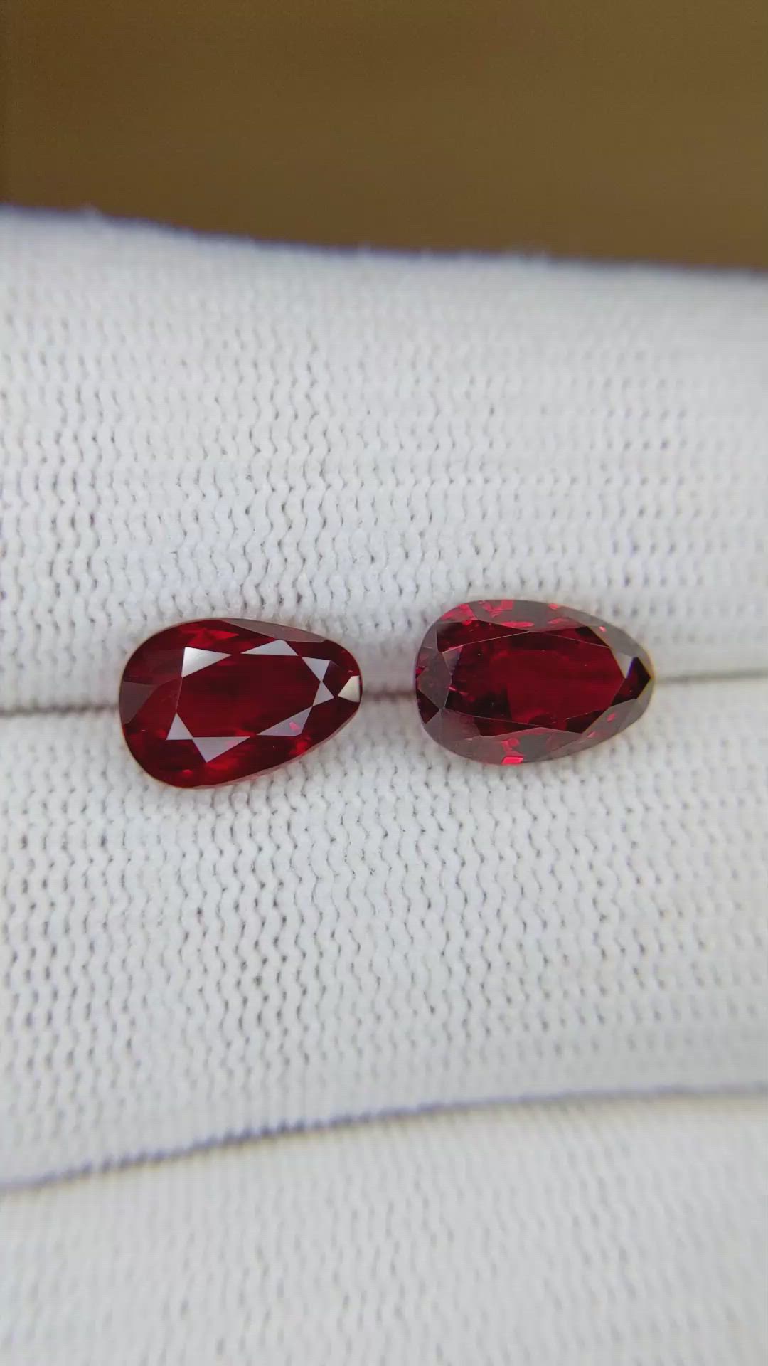 5.55 Ct.Tw.Total Carat Weight Ruby Pair from Mozambique Size Video