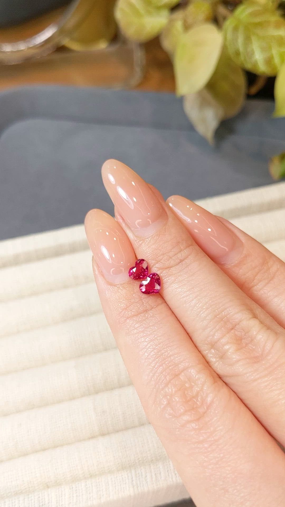 1.21 Ct.Tw.Total Carat Weight Pinkish Red Ruby Pair from Mozambique Size Video