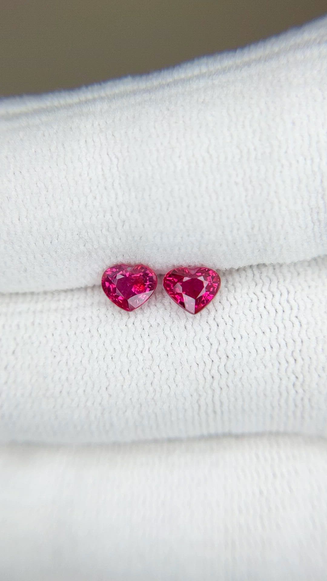 1.10 Ct.Tw.Total Carat Weight Pinkish Red Ruby Pair from Mozambique Size Video