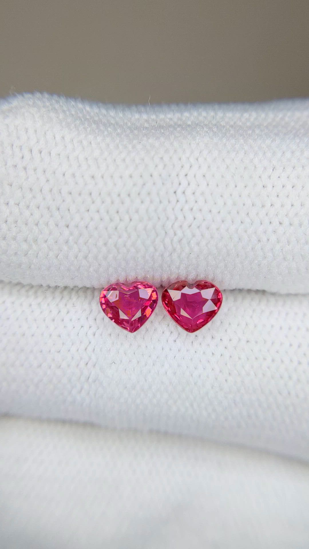 1.21 Ct.Tw.Total Carat Weight Pinkish Red Ruby Pair from Mozambique Size Video