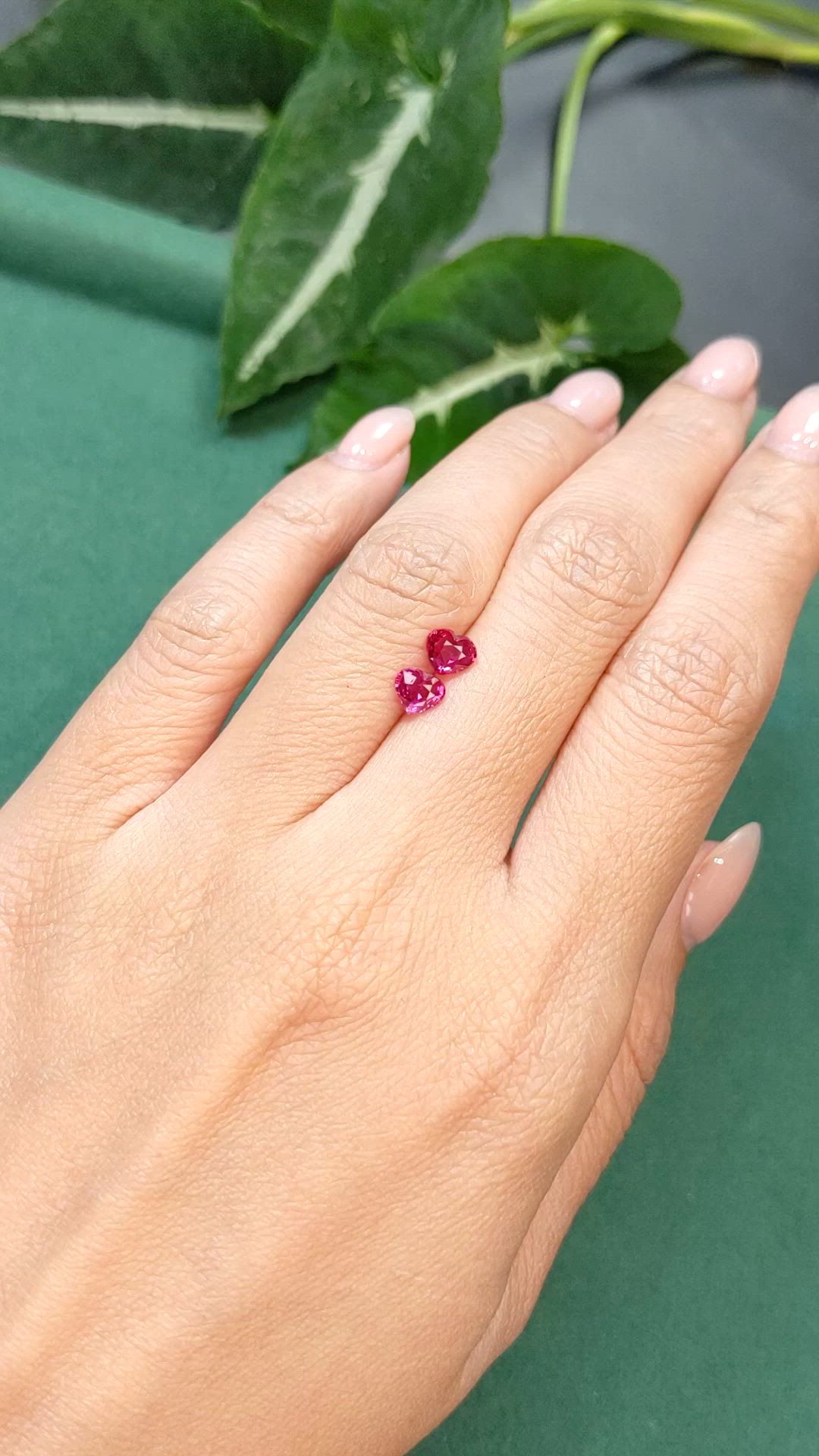 1.21 Ct.Tw.Total Carat Weight Pinkish Red Ruby Pair from Mozambique Size Video