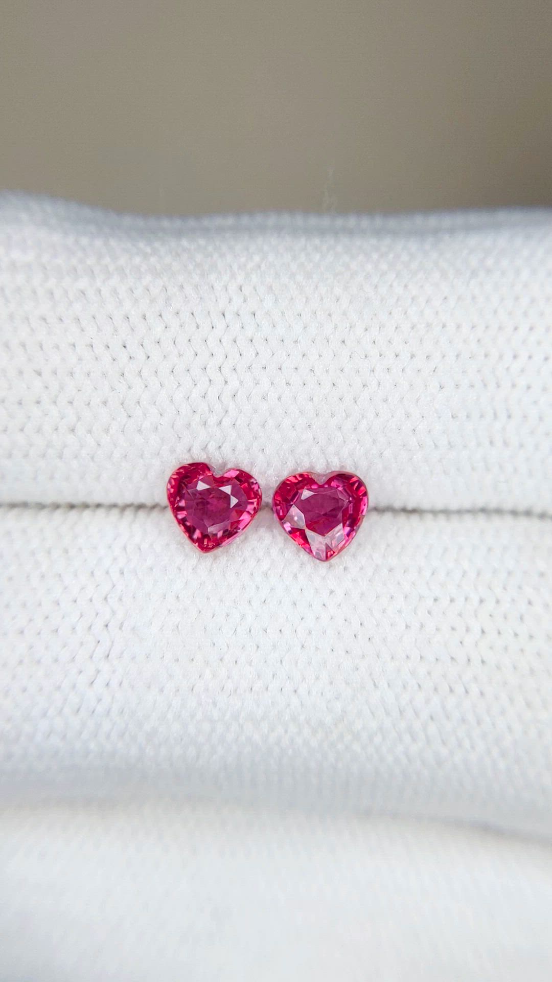 1.11 Ct.Tw.Total Carat Weight Pinkish Red Ruby Pair from Mozambique Size Video