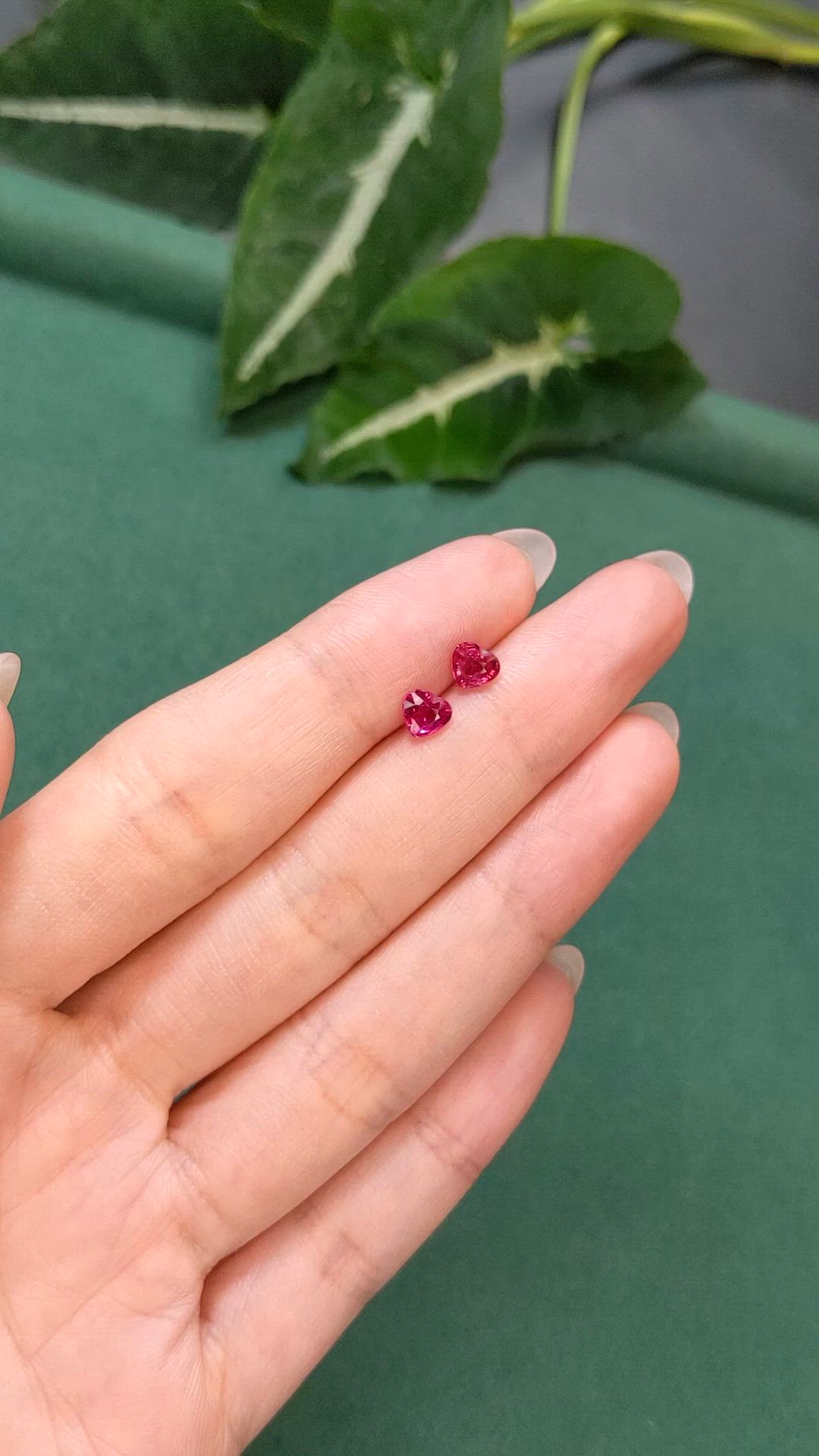 1.11 Ct.Tw.Total Carat Weight Pinkish Red Ruby Pair from Mozambique Size Video