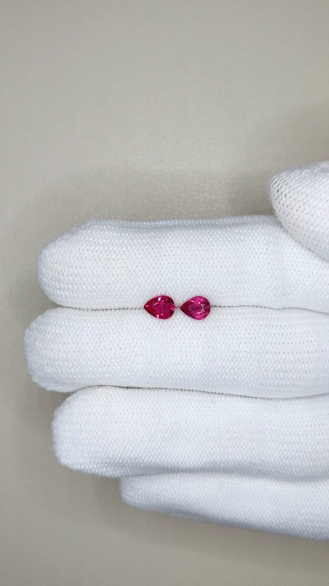 1.25 Ct.Tw.Total Carat Weight Purplish Red Ruby Pair from Mozambique Size Video