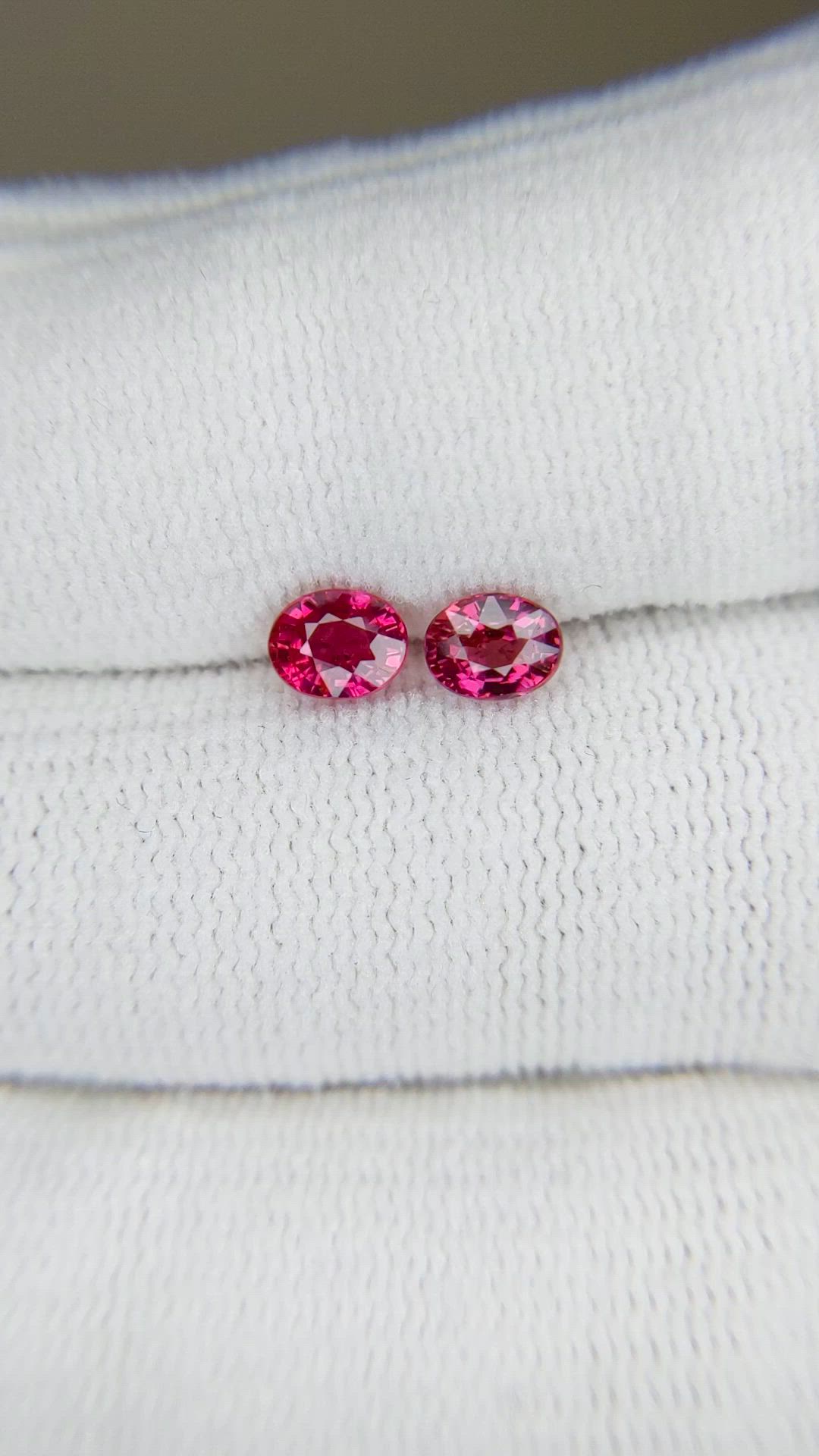 1.16 Ct.Tw.Total Carat Weight Pinkish Red Ruby Pair from Mozambique Size Video