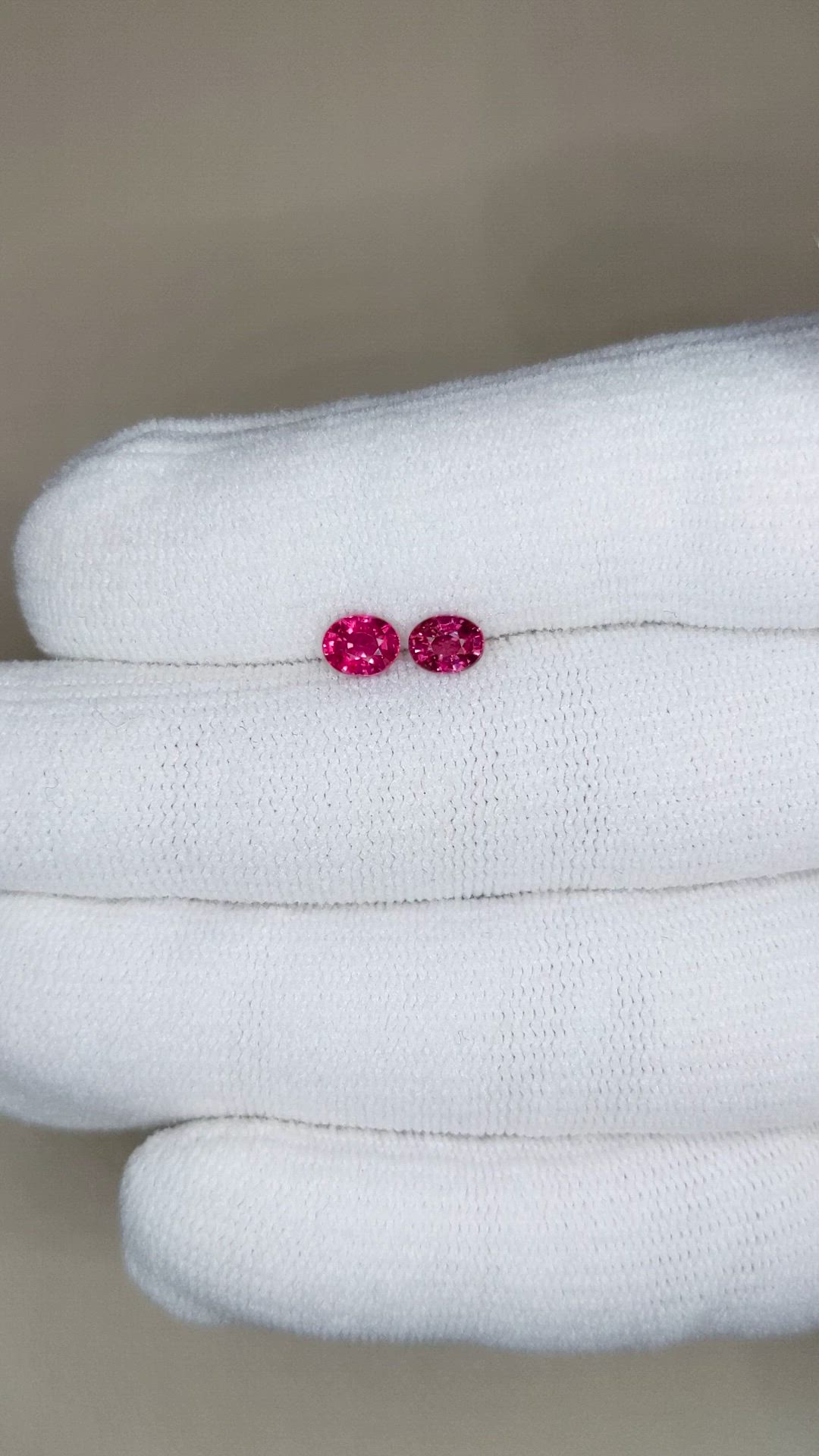 1.16 Ct.Tw.Total Carat Weight Pinkish Red Ruby Pair from Mozambique Size Video
