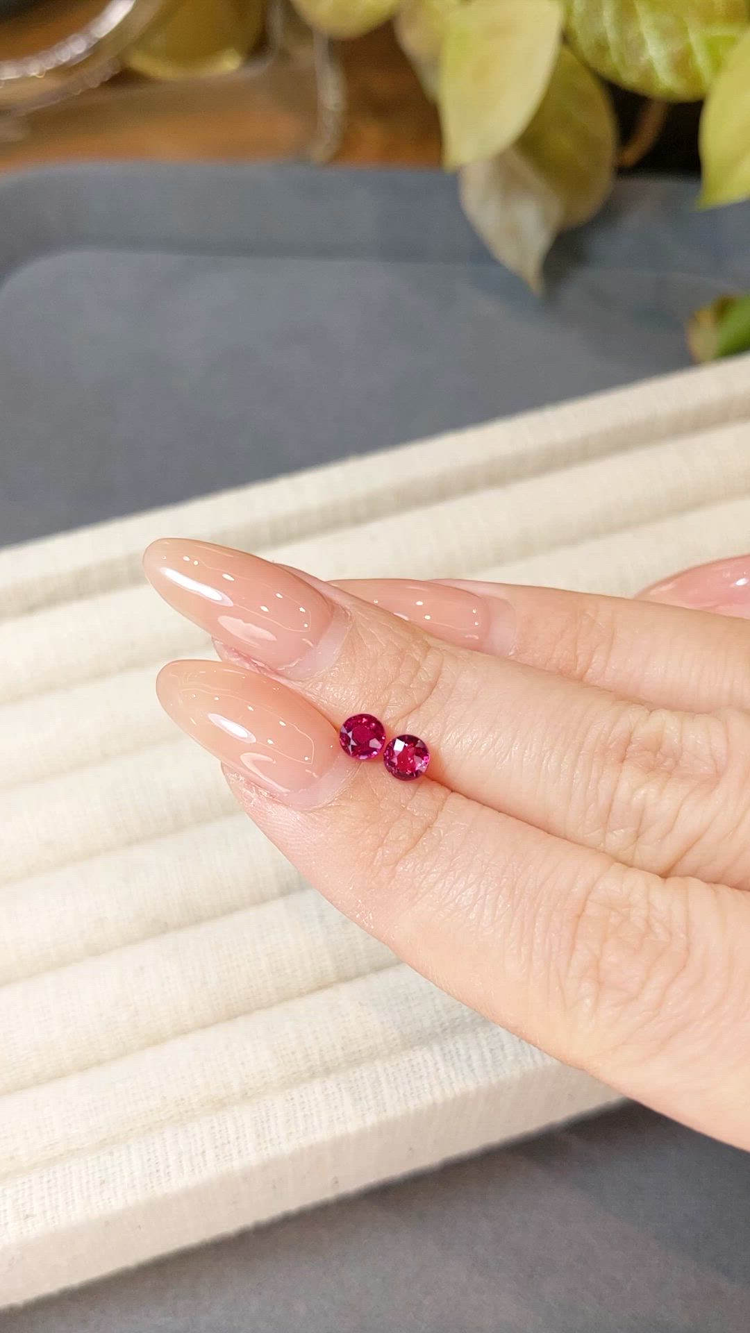 1.08 Ct.Tw.Total Carat Weight Pinkish Red Ruby Pair from Mozambique Size Video