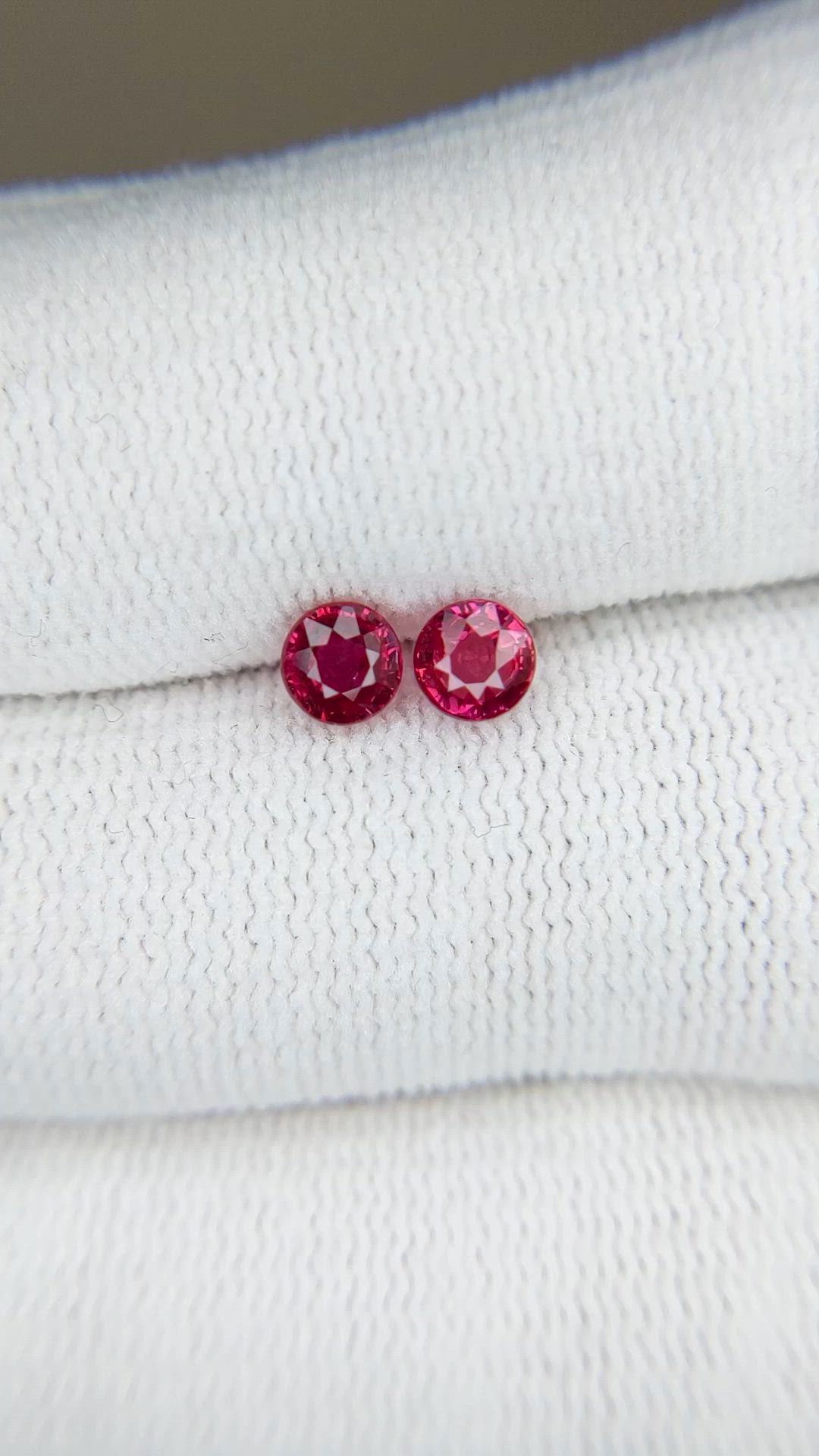 1.08 Ct.Tw.Total Carat Weight Pinkish Red Ruby Pair from Mozambique Size Video