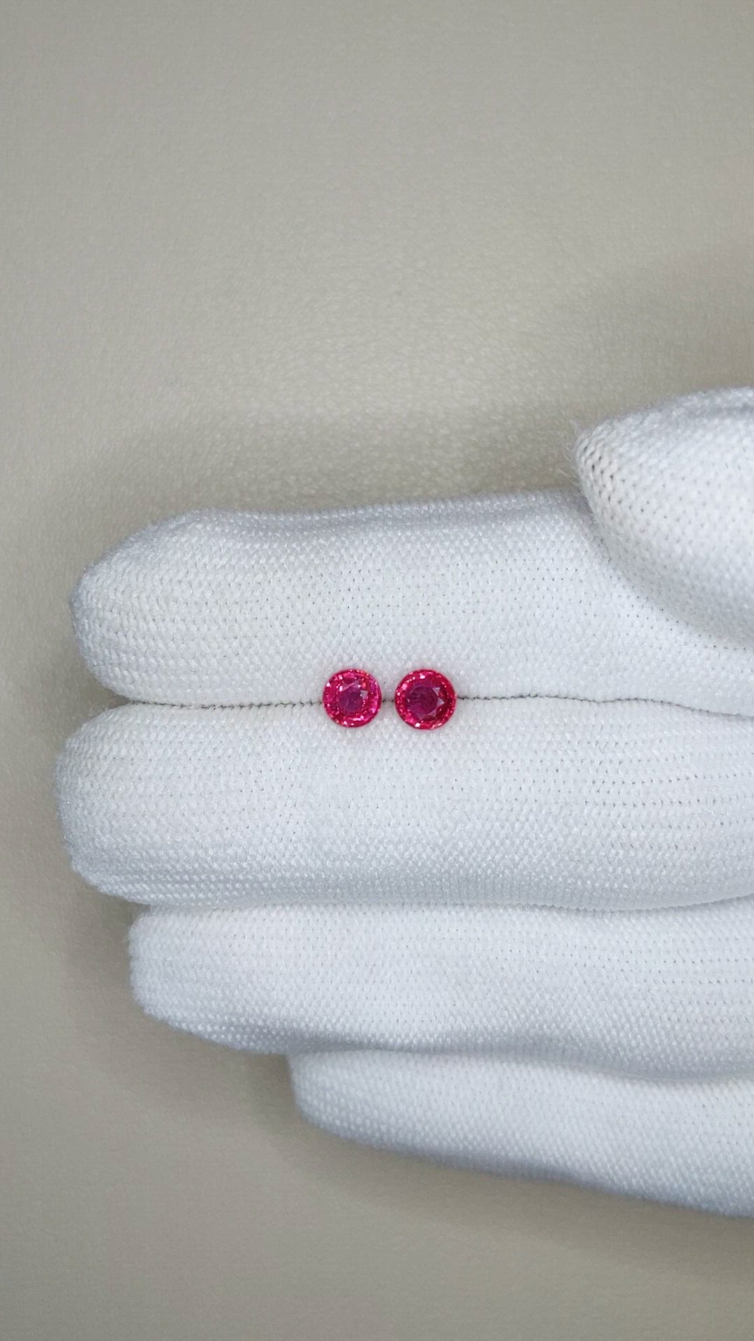 1.31 Ct.Tw.Total Carat Weight Pinkish Red Ruby Pair from Mozambique Size Video