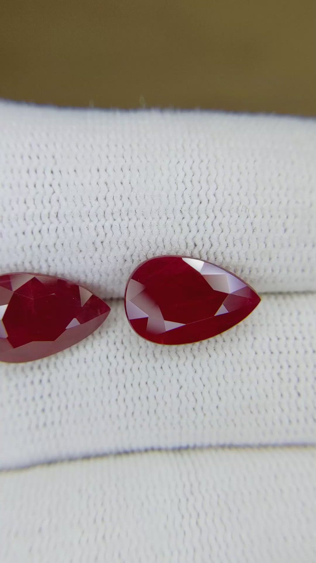 8.26 Ct.Tw.Total Carat Weight Ruby Pair from Burma (Myanmar) Size Video