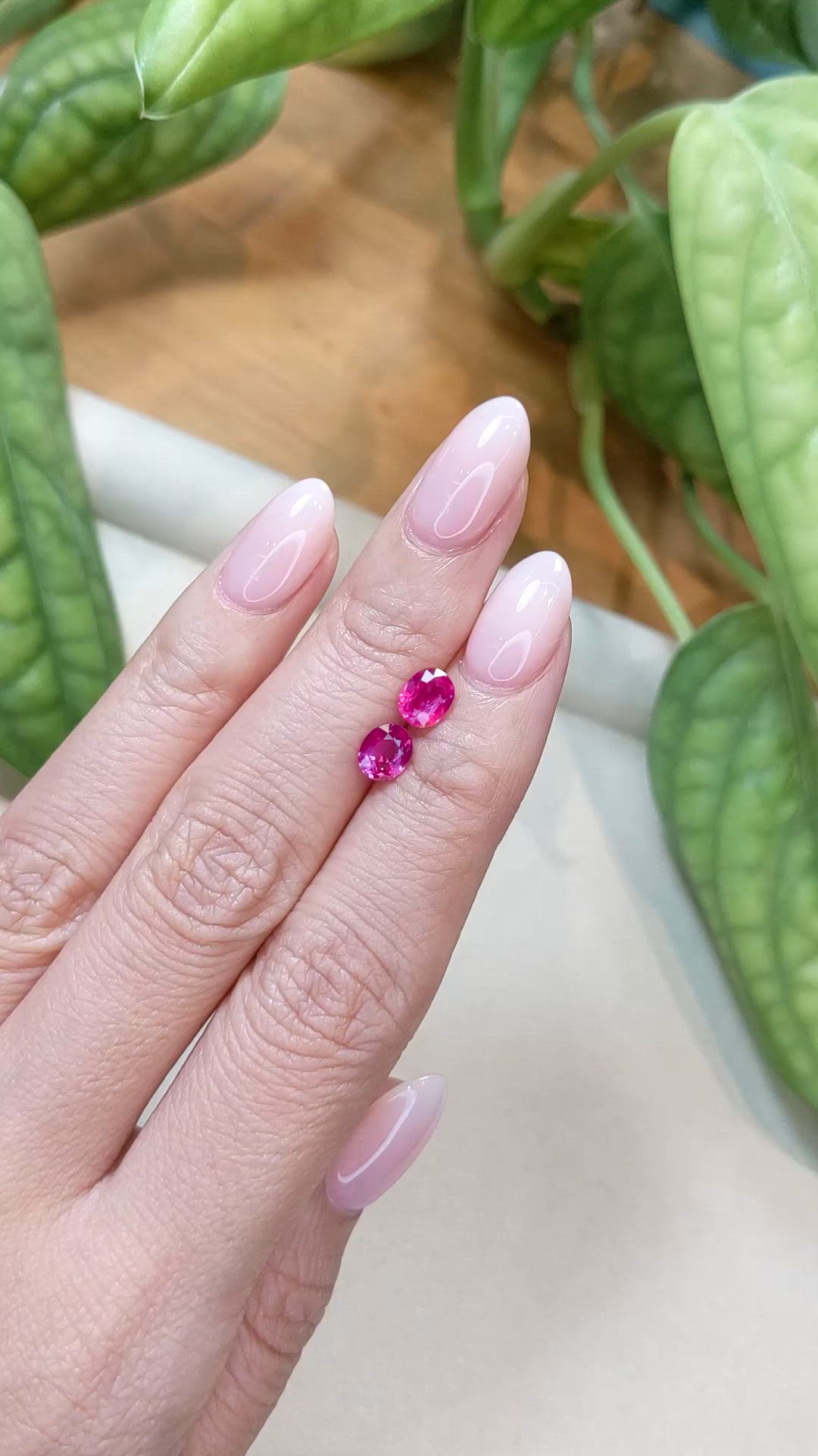 1.91 Ct.Tw.Total Carat Weight Purplish Red Ruby Pair from Mozambique Size Video