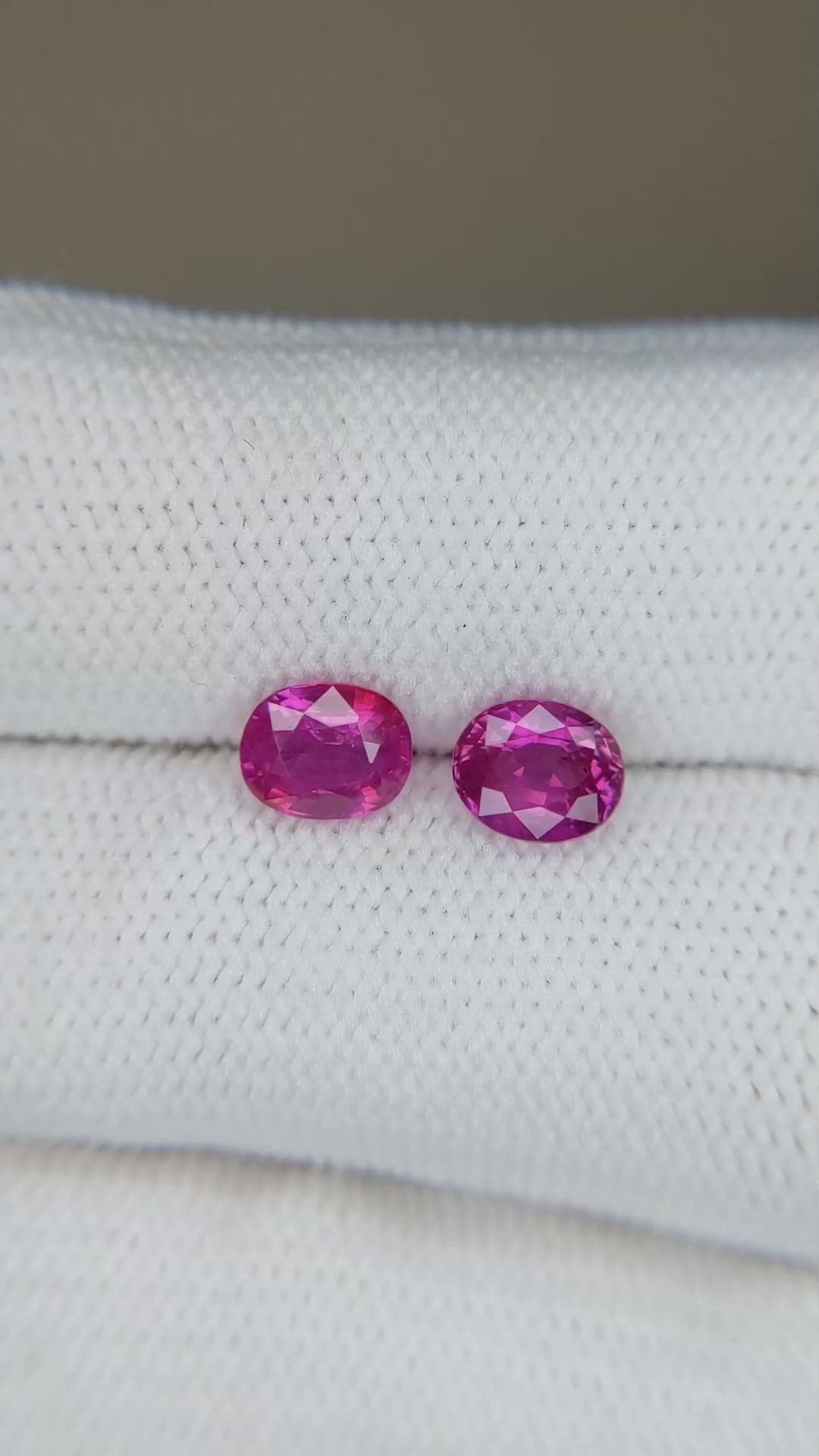1.91 Ct.Tw.Total Carat Weight Purplish Red Ruby Pair from Mozambique Size Video
