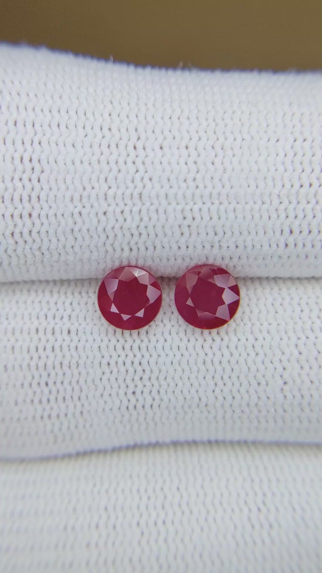 1.76 Ct.Tw.Total Carat Weight Pinkish Red Ruby Pair from Mozambique Size Video
