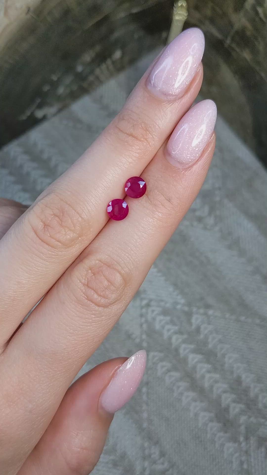 1.76 Ct.Tw.Total Carat Weight Pinkish Red Ruby Pair from Mozambique Size Video